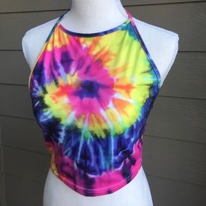 Tie Dye Cropped Halter Top